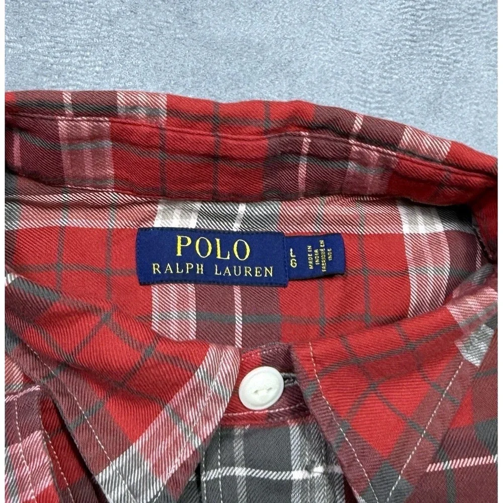 Polo Ralph Lauren Slim Fit Flannel Shirt Mens L Madras Plaid Cabincore Woodsy